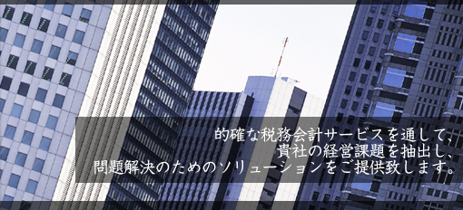 的確な税務会計サービスを通して、貴社の経営課題を抽出し、問題解決のためのソリューションをご提供致します。